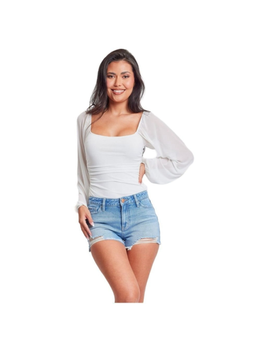 YMI High Rise Festival Denim Shorts, Size 7/Waist 28. NWT!